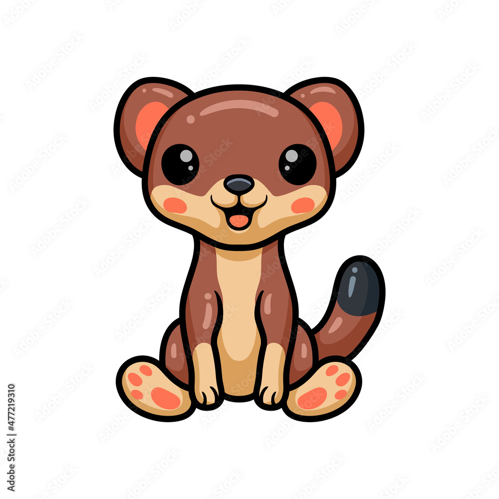 Obraz premium Cute little weasel cartoon sitting