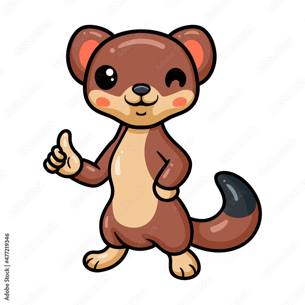 Cute little weasel cartoon giving thumb up Cute little weasel cartoon giving thumb up
