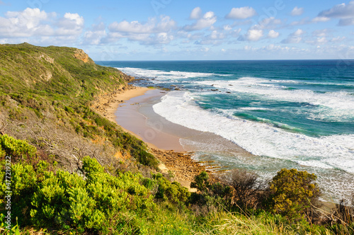 View from the Castle Cove Lookout where the Great Ocean Walk meets the Great Ocean Road - Glenaire  Victoria  Australia