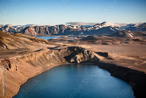 Blahylur crater lake, Landmannalaugar, Fjallabak Nature Reserve, Highlands of Iceland photo