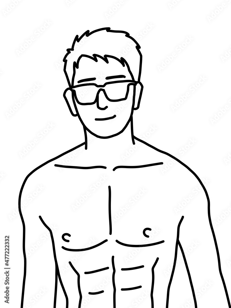 black and white of cute man cartoon for coloring