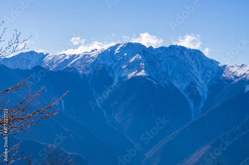 南アルプス 赤石山脈 厳冬期 鳳凰三山からの眺望