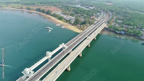 Wallpaper Mural Aerial View Drone shot of sarasin bridge Phuket thailand This bridge linking the province of Phang Nga.transportation footage background and travel season concept Torontodigital.ca