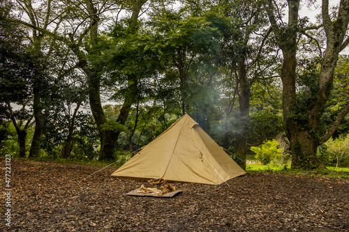                            Outdoor camping in the woods 