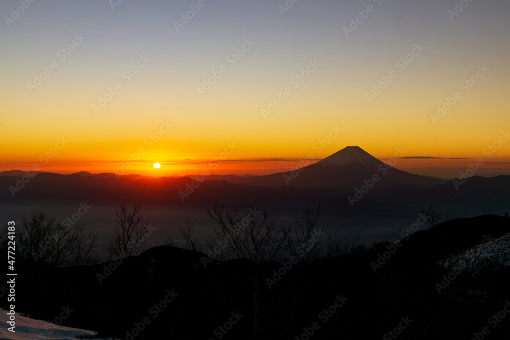 ご来光と富士山　朝日