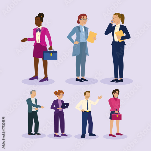 seven cute businesspeople