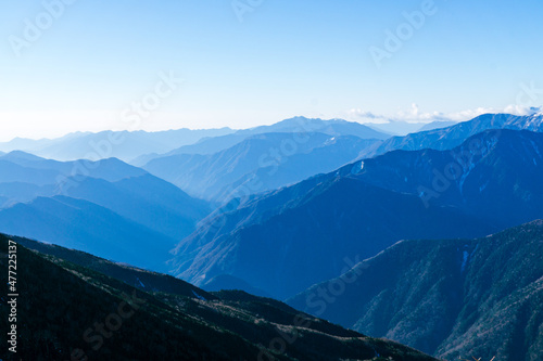 山岳写真　赤石山脈　鳳凰三山からの遠望　冬 © Nao