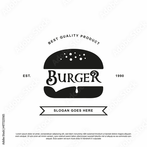 Vintage burger logo design vector