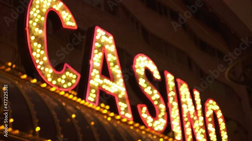 Las Vegas Casino Neon Sign Focus In and Out Nevada USA