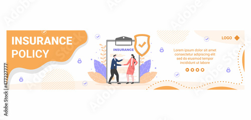 Insurance Policy Banner Template Flat Design Illustration Editable of Square Background for Social media, Feed, Greeting Card and Web