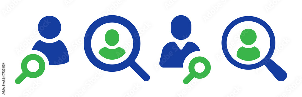 Search people icon. Search employee icon set. Search people icon. Search employee icon set.
