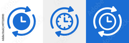 Wall clock icon with arrow around. Time clock icon.