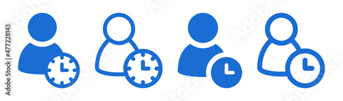 Waiting time icon. Man with time clock icon.