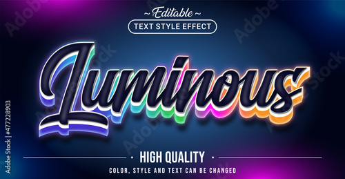 Editable text style effect - Luminous text style theme.