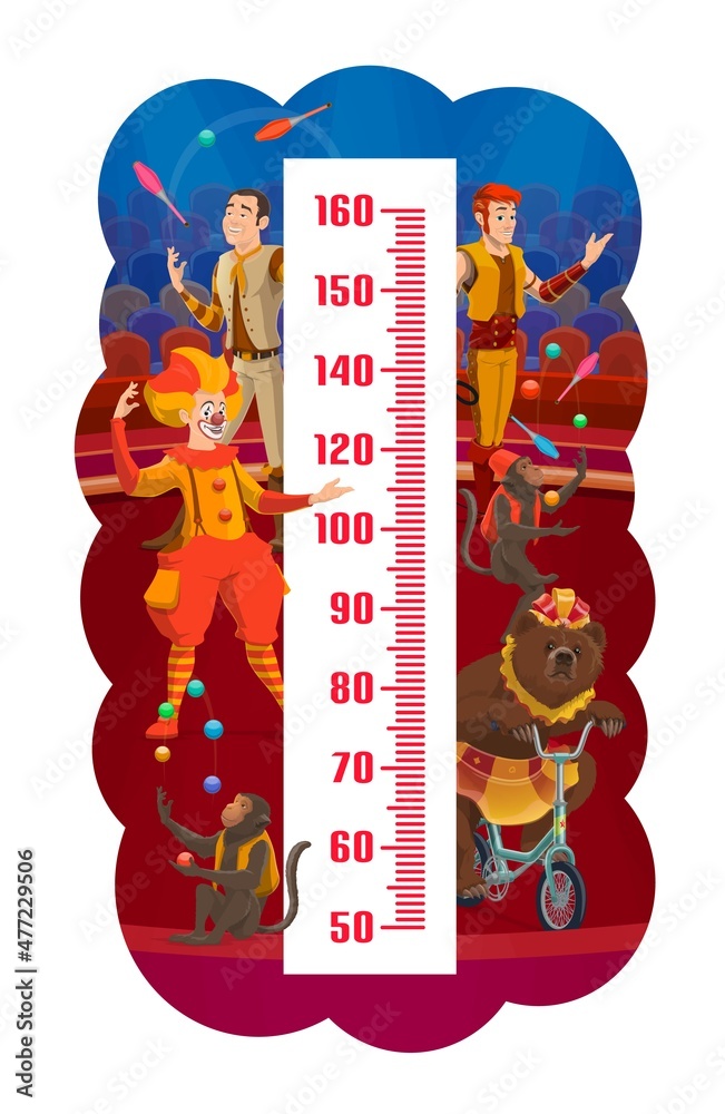 Kids height chart, shapito circus animals and performers growth measure ...
