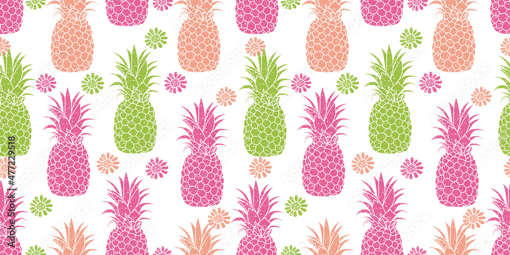 Vector pattern with hand drawn illustration of pineapple. Great for fabric, packaging, wallpaper, invitations. Vector background. Vector pattern with hand drawn illustration of pineapple. Great for fabric, packaging, wallpaper, invitations. Vector background.