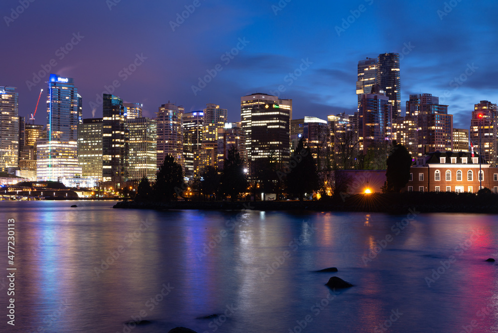 Vancouver night light views with reflection during winter picture took on Oct 2016. Vancouver night light views with reflection during winter picture took on Oct 2016.