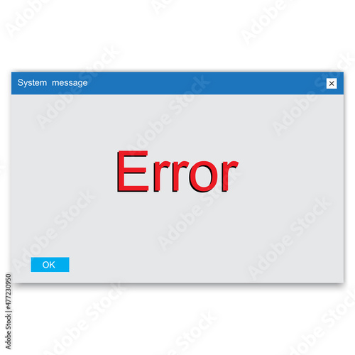 Error message computer icon. Operating system. Popup window. Technology background. Vector illustration. Stock image.