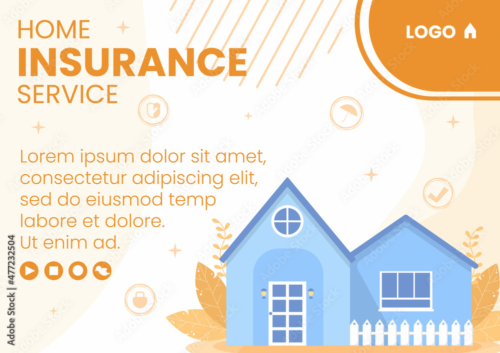 Property and Home Insurance Brochure Template Flat Design Illustration Editable of Square Background for Social media, Greeting Card or Web