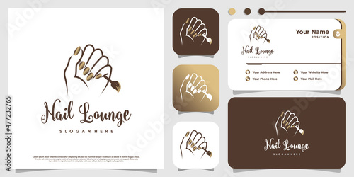 Nail logo concept with creative element style Premium Vector