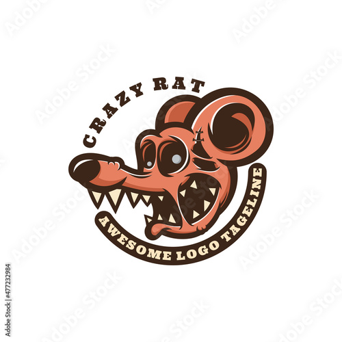 Illustration vector graphic of Crazy Rat, good for logo design