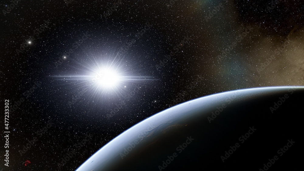 Naklejka premium Planets and galaxy, science fiction wallpaper 3d render