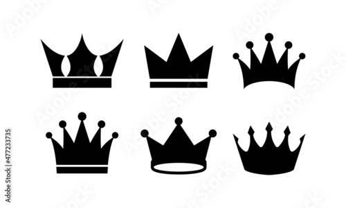 Vector illustration of king crown silhouette. Suitable for design element of the best product, and premium membership. King crown icon set.