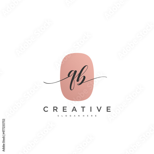 QB Initial handwriting minimalist geometric logo template vector art, Logo for business beauty, fashion, and other