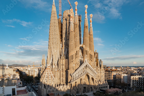 Sagrada Familia basilica in Barcelona. The Antoni Gaudi masterpiece has become a UNESCO World Heritage Site in 1984. 