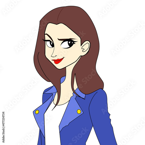 Girl in office or classic suit side view vector illustration