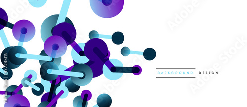 Abstract background. Round dots connected by lines. Trendy techno business template for wallpaper, banner, background or landing