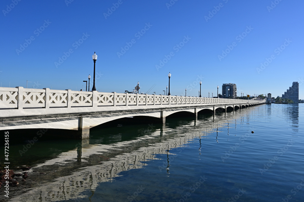 Venetian Causeway between Miami and Miami Beach, Florida on calm clear sunny winter morning. Venetian Causeway between Miami and Miami Beach, Florida on calm clear sunny winter morning.
