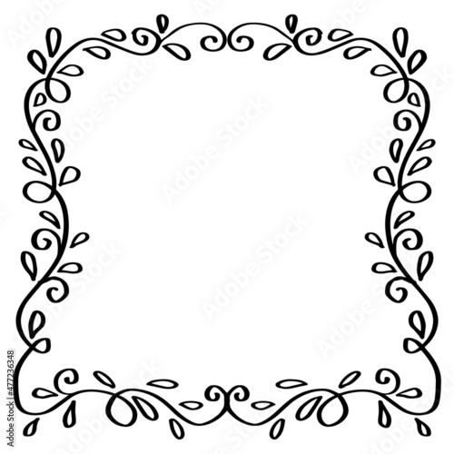 Floral frame background. Hand drawing illustration.