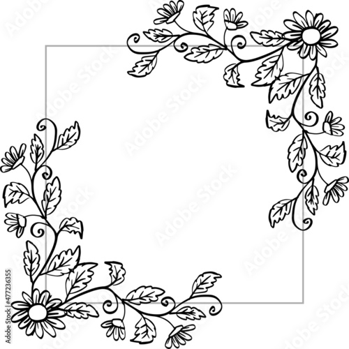 Floral frame background. Hand drawing illustration.