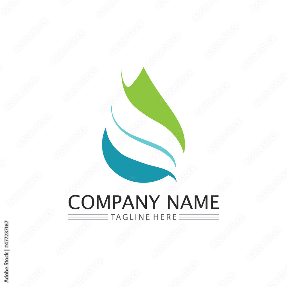 wave and Water drop Logo Template vector icon illustration