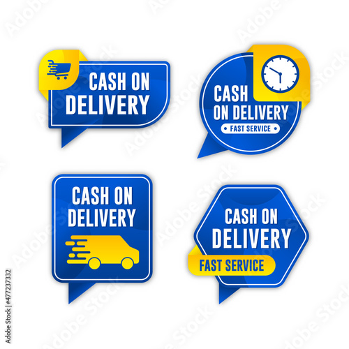 Cash on delivery label badge vector design collection