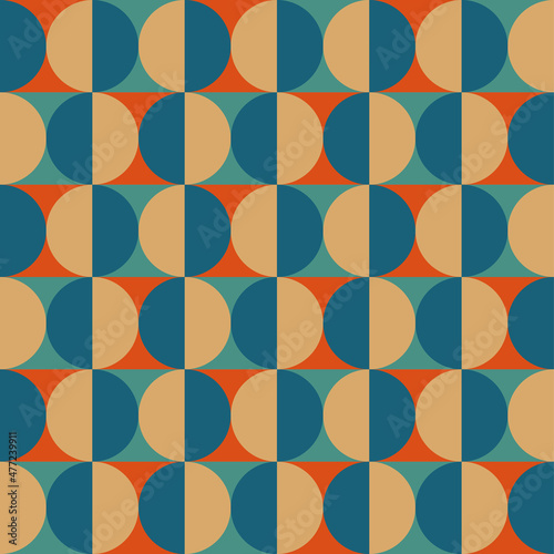 Bauhaus seamles pattern with round shapes