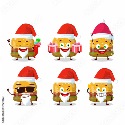 Santa Claus emoticons with hamburger gummy candy cartoon character © kongvector