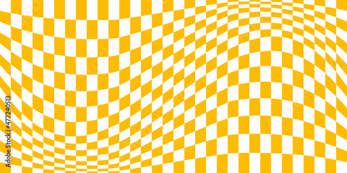 Flag optical illusion. Distorted chessboard