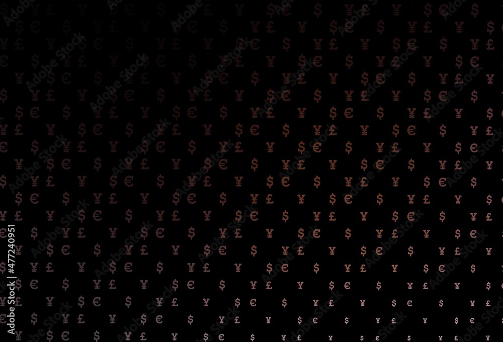 Dark red vector pattern with EUR, USD, GBP, JPY. Dark red vector pattern with EUR, USD, GBP, JPY.
