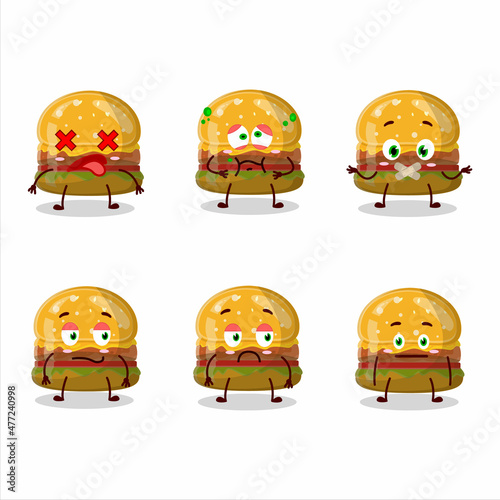 Hamburger gummy candy cartoon character with nope expression