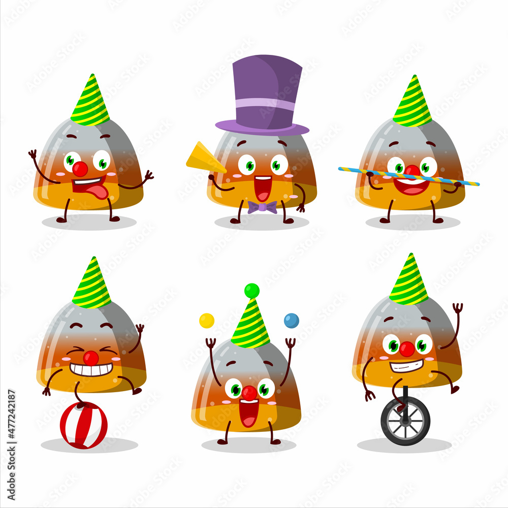 Fototapeta premium Cartoon character of gummy corn with various circus shows