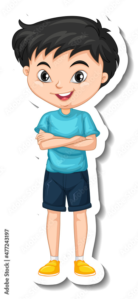 Obraz premium Asian boy cartoon character sticker