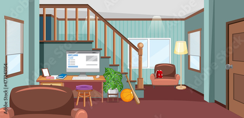 Interior of workspace in living room