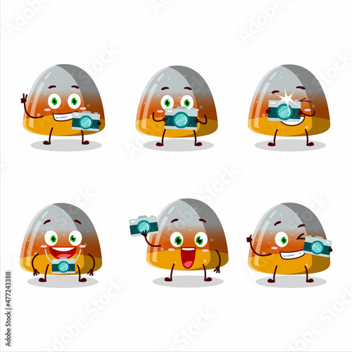 Photographer profession emoticon with gummy corn cartoon character