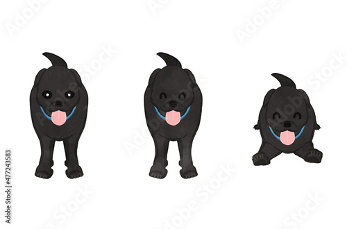 Cute American Hound Black Dog Ver Illustration Set