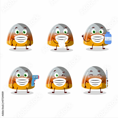 A picture of gummy corn cartoon design style keep staying healthy during a pandemic