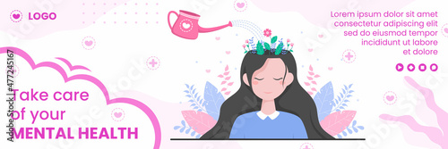 Mental Health Care Cover Template Flat Design Illustration Editable of Square Background for Social media, Greeting Card and Web