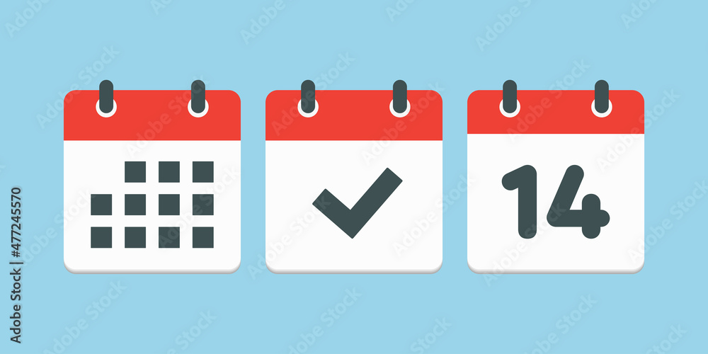 Vector page calendar number 14, done, agenda app Vector page calendar number 14, done, agenda app