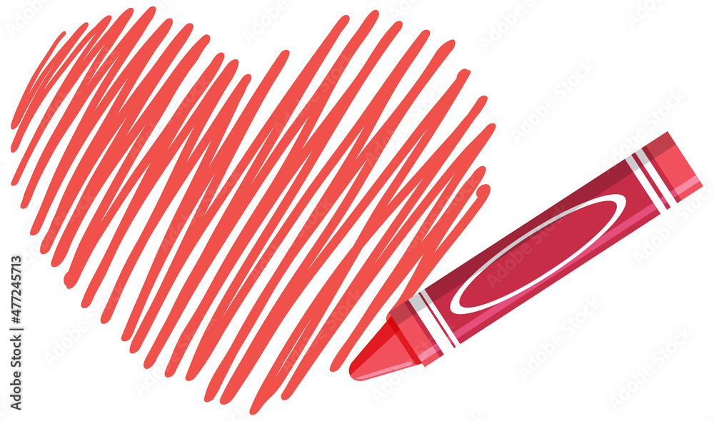 Fototapeta premium Heart written by red crayon